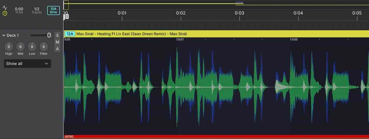 Detected song structure and musical phrases in DJ.Studio 5.0