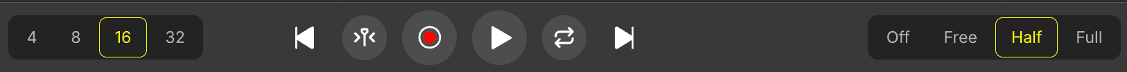 Transition length and beatsync settings for transition