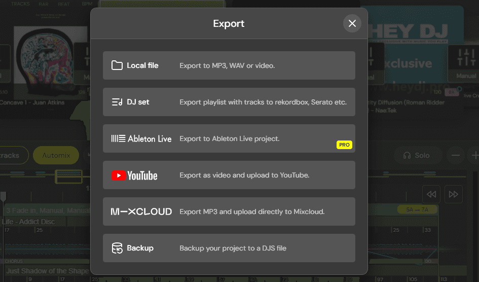 dj studio export