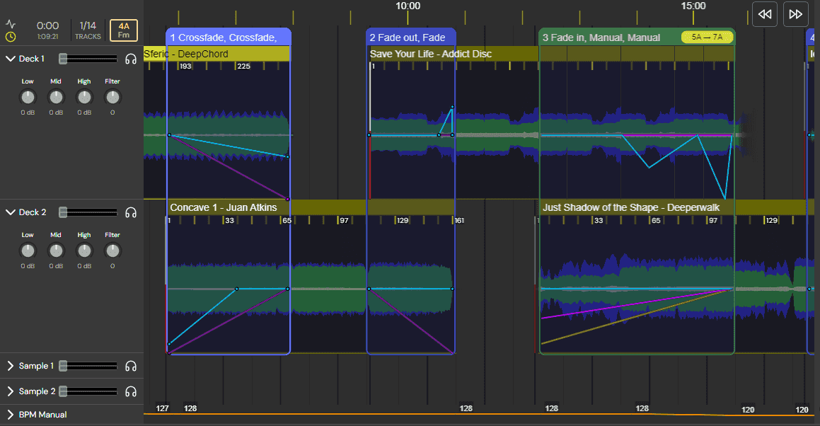 editing a mix with DJ studio