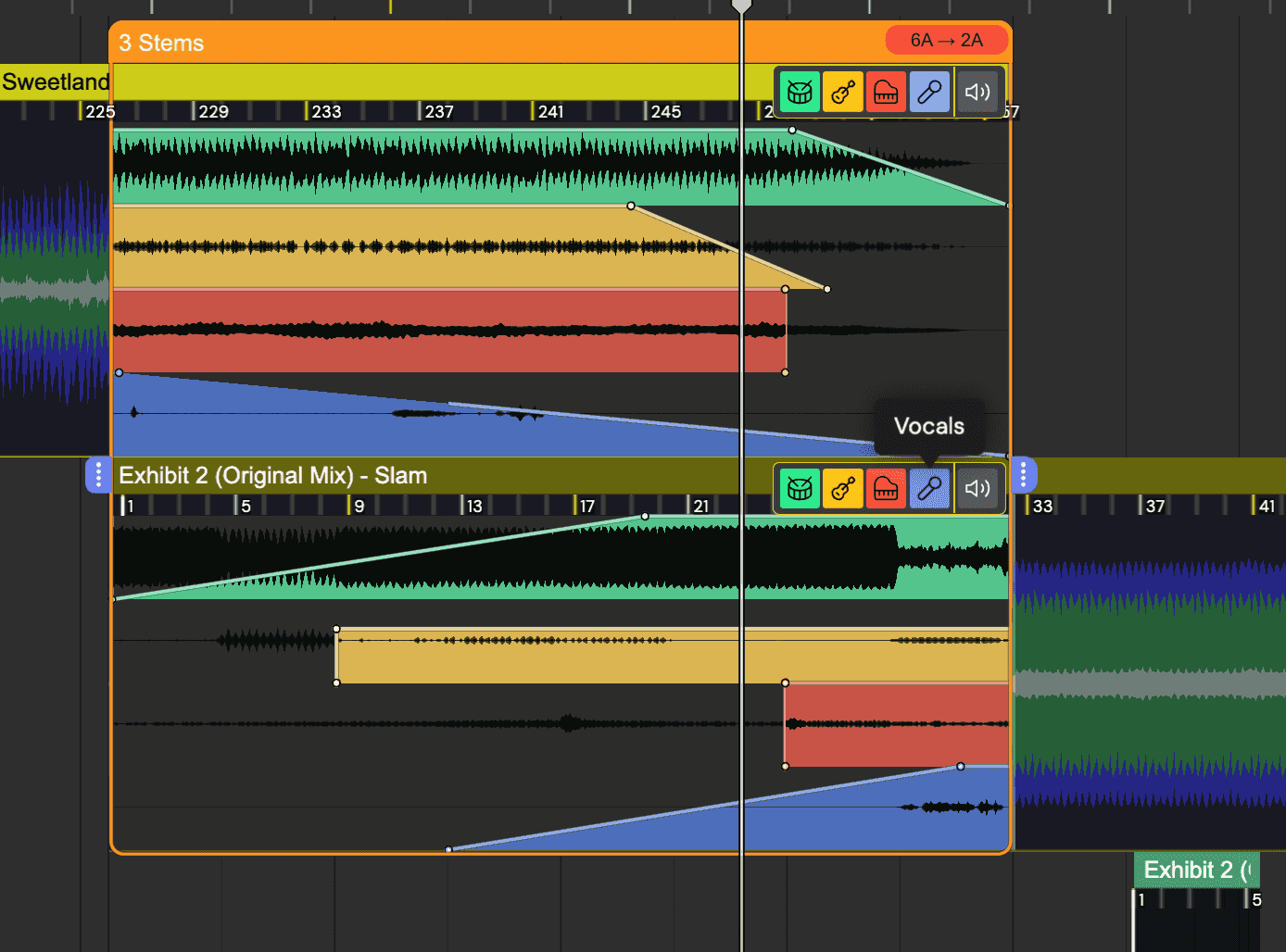 Stems in dj studio