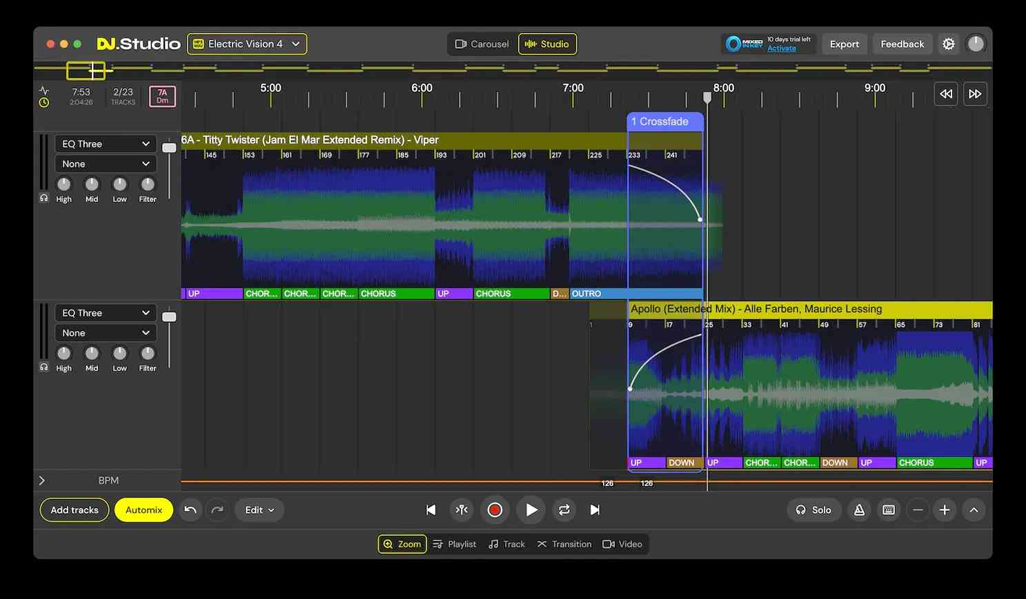 dj studio timeline