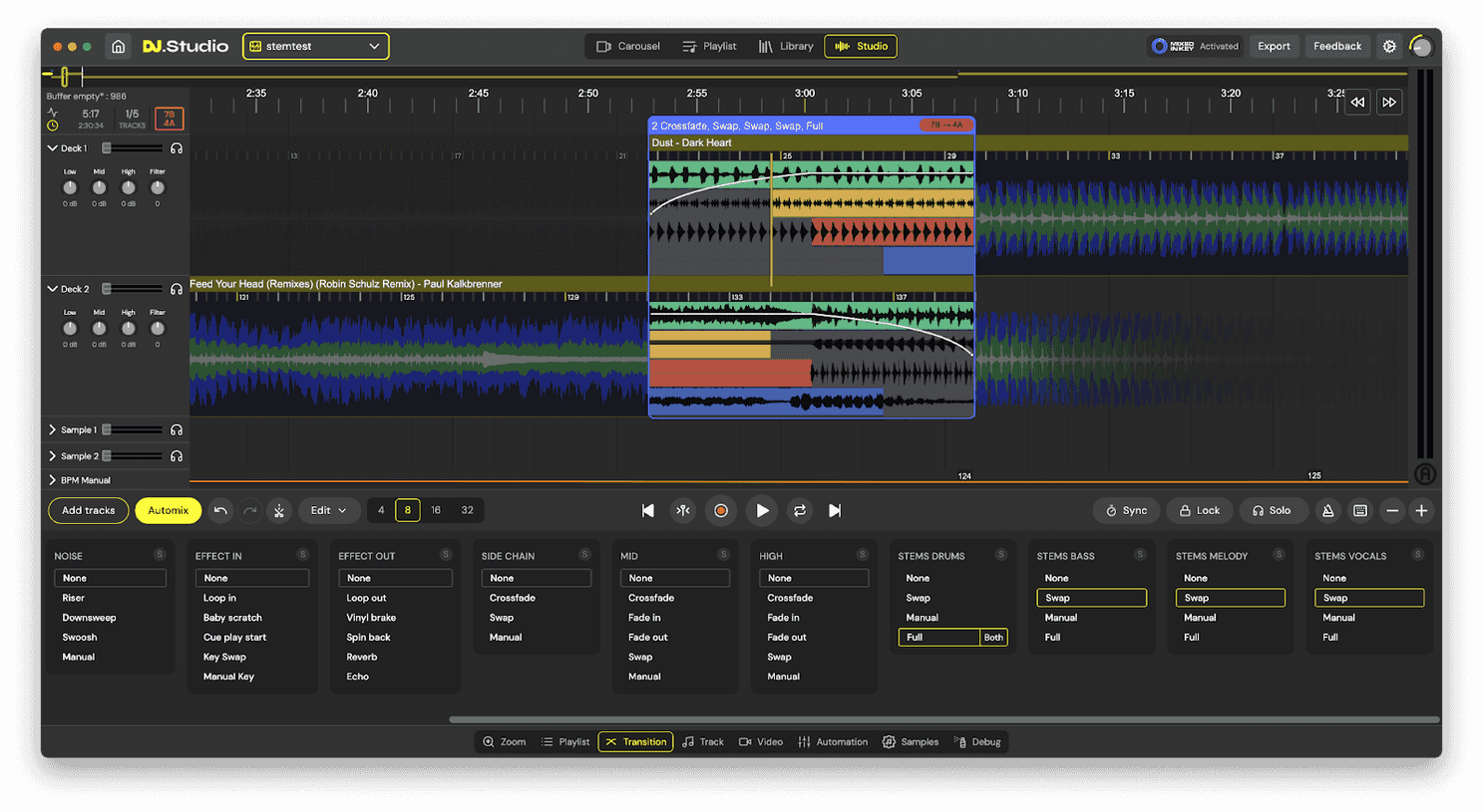 dj studio stem separation