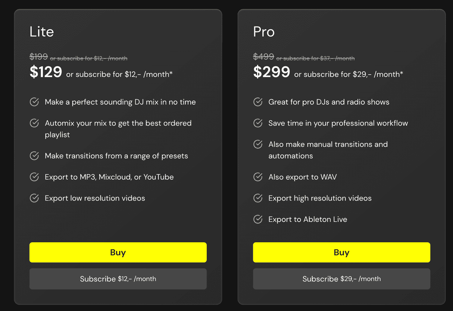 DJ.Studio Pricing