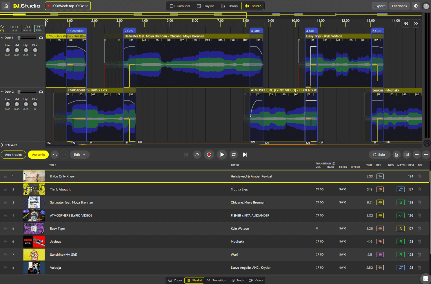 playlist view dj studio