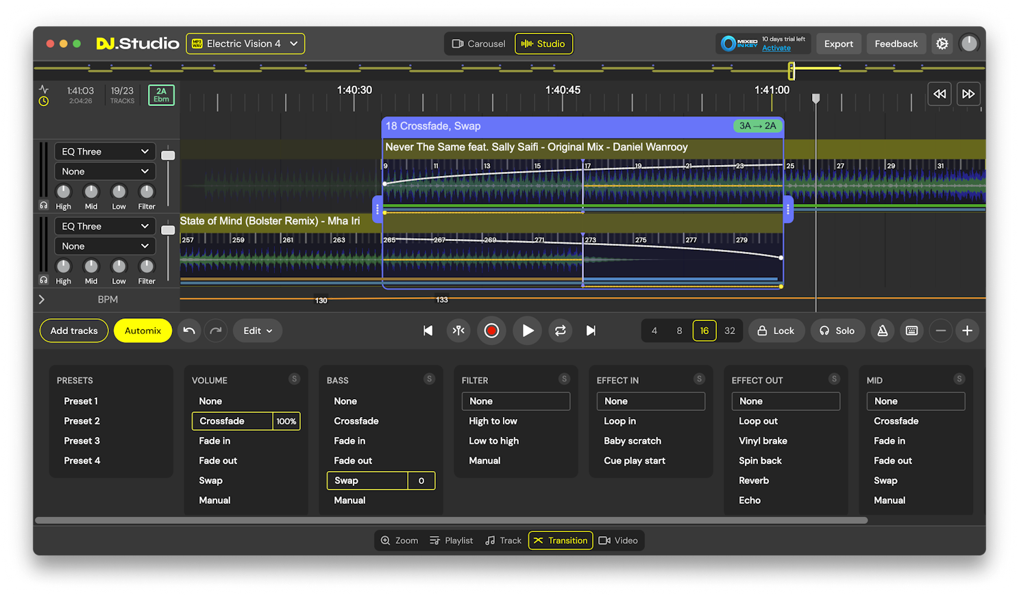 DJ.Studio Transition Editor