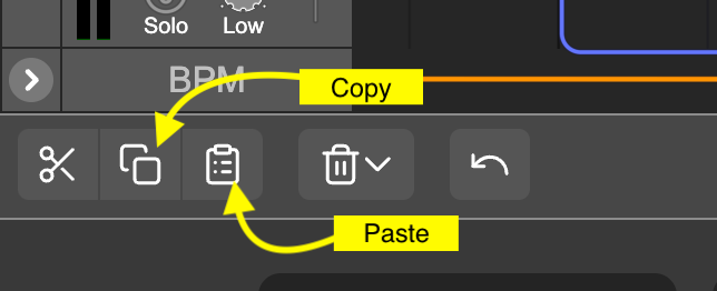 how to copy and paste a piece of a track