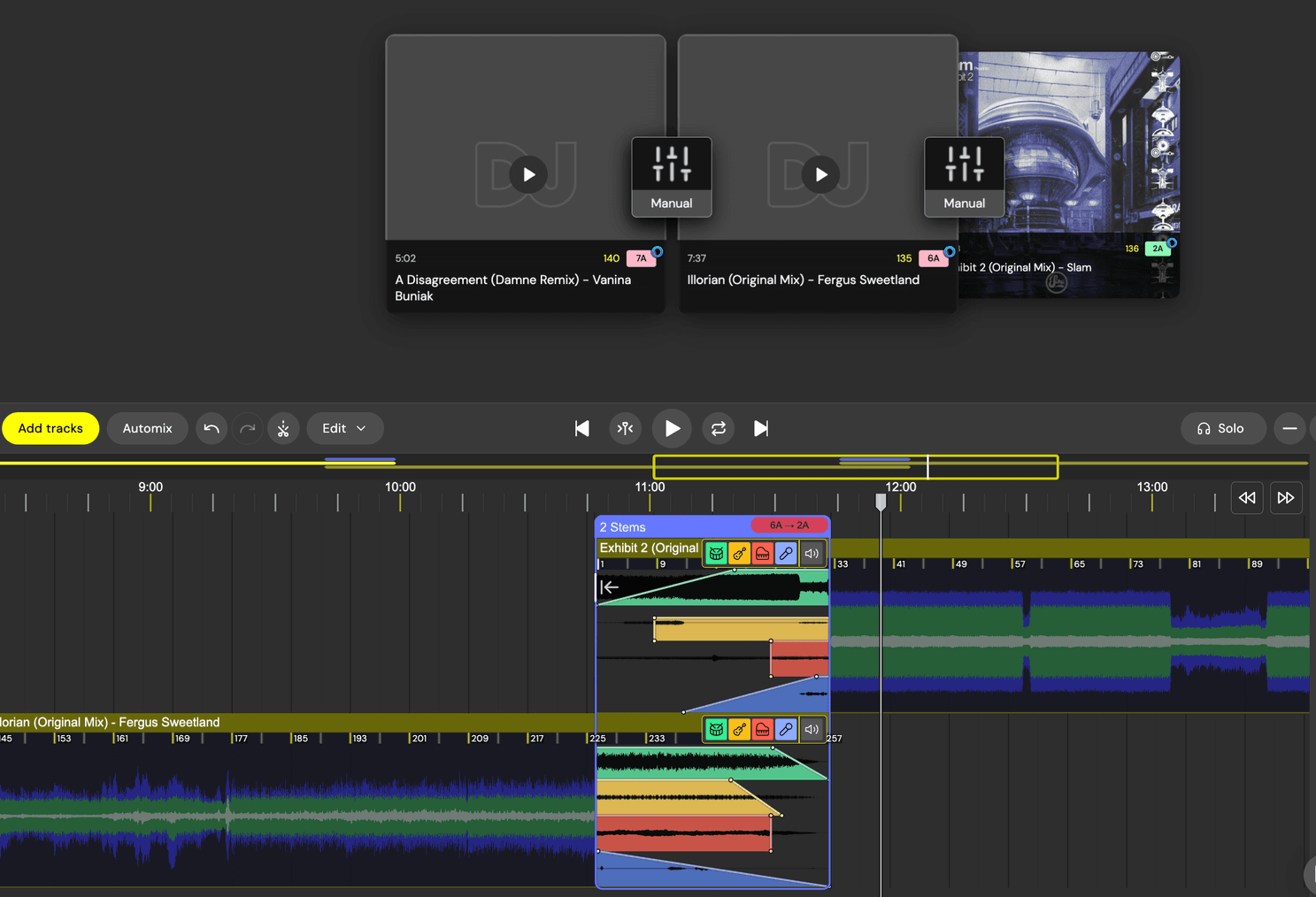 DJ mixing with stems