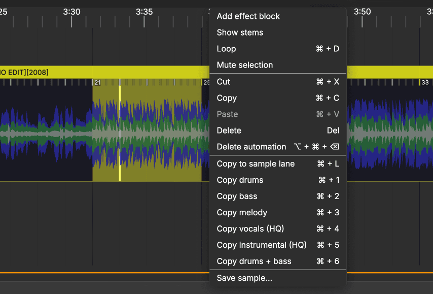 Edit options