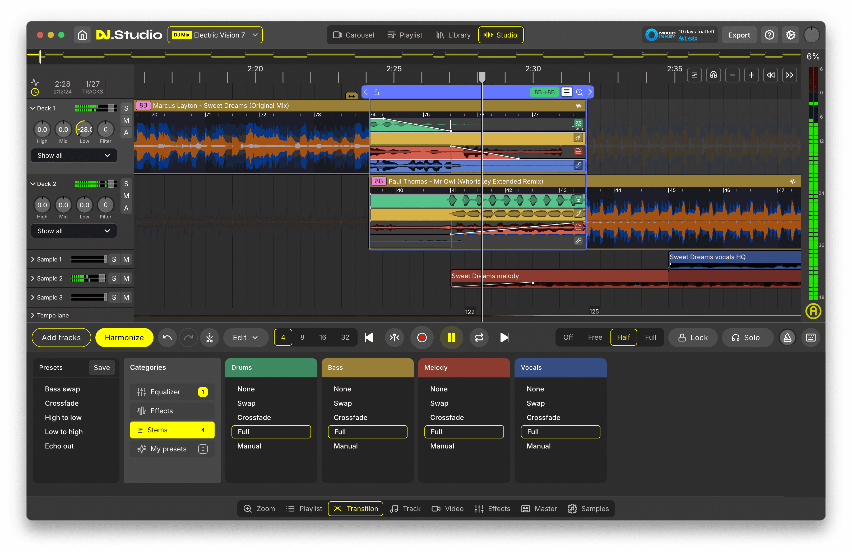DJ.Studio transition editor